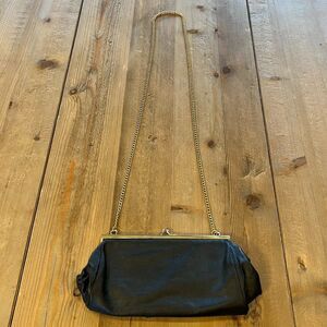 Vintage Italian Black Genuine Leather Evening Bag